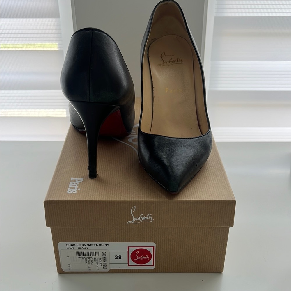 Christian Louboutin Black Leather Heels Pigalle 85 Napa Leather